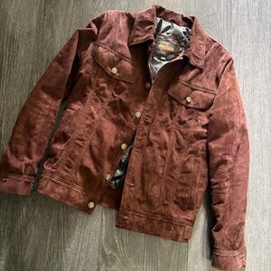 Men's Brown Suede Trucker Jacket